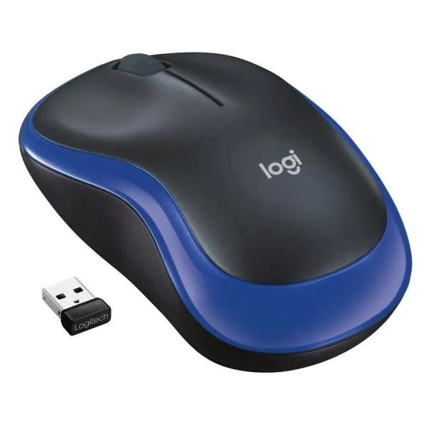 Мышь Logitech M185 оптическая, беспроводная, USB 1.1, синий [910-002632]